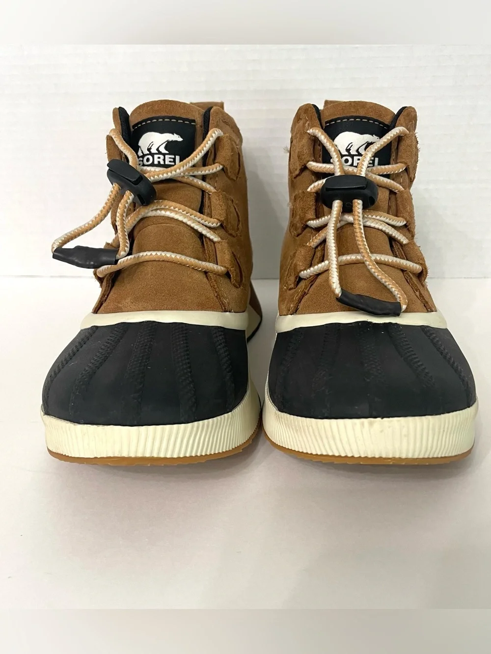 Kids Sorel Out N About Duck Boots Brown Black Cream Sz 4 Waterproof Outdoor